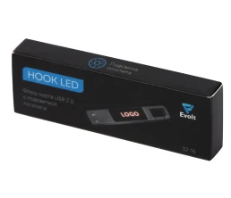 USB 2.0- флешка на 32 Гб c подсветкой логотипа «Hook LED», темно-серый, красная подсветка