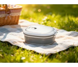 Ланч-бокс Hotty 750 мл для микроволновой печи, серый/белый