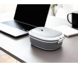 Ланч-бокс Hotty 750 мл для микроволновой печи, серый/белый