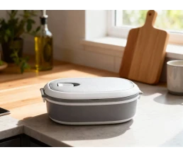 Ланч-бокс Hotty 750 мл для микроволновой печи, серый/белый