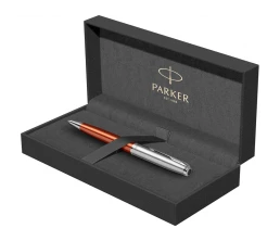 Шариковая ручка Parker Sonnet Essentials Orange SB Steel CT, цвет чернил black, перо: M, в подарочной упаковке.