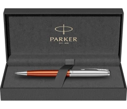 Шариковая ручка Parker Sonnet Essentials Orange SB Steel CT, цвет чернил black, перо: M, в подарочной упаковке.