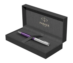 Шариковая ручка Parker Sonnet Essentials Violet SB Steel CT, цвет чернил black, перо: M, в подарочной упаковке.