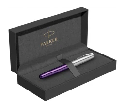 Перьевая ручка Parker Sonnet Essentials Violet SB Steel CT, перо: F, цвет чернил black, в подарочной упаковке.