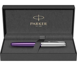 Перьевая ручка Parker Sonnet Essentials Violet SB Steel CT, перо: F, цвет чернил black, в подарочной упаковке.