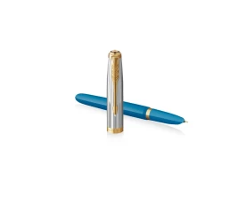 Перьевая ручка Parker 51 Premium Turquoise GT перо; M/F, чернила: Black,Blue, в подарочной упаковке.