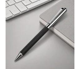 Шариковая ручка из переработанной стали и переработанной кожи "Venera", серая