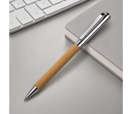 Шариковая ручка из переработанной стали и переработанной кожи "Venera", коричневая