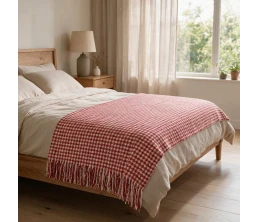 Акриловый плед Harp 130x180 см, белый/бордо