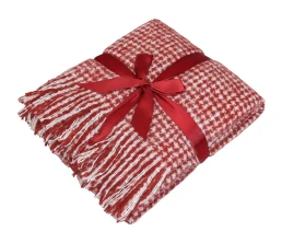 Акриловый плед Harp 130x180 см, белый/бордо