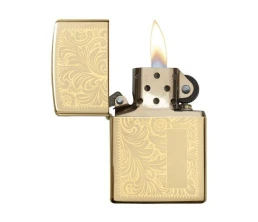 Зажигалка ZIPPO Venetian с покрытием High Polish Brass, латунь/сталь, золотистая, 38x13x57 мм