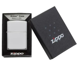 Зажигалка ZIPPO Armor™ c покрытием High Polish Chrome, латунь/сталь, серебристая, 38x13x57 мм