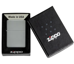 Зажигалка ZIPPO Classic с покрытием Flat Grey, латунь/сталь, серая, глянцевая, 38x13x57 мм