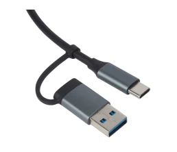 USB-хаб «Link» с коннектором 2-в-1 USB-C и USB-A, 2.0/3.0, серый