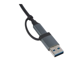 USB-хаб «Link» с коннектором 2-в-1 USB-C и USB-A, 2.0/3.0, серый