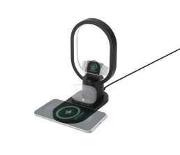 Беспроводная зарядная станция 4-в-1 "Portal" c лампой, 15 Вт, черный