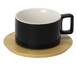 Набор чашка с бамбуковым блюдцем "Sheffield", черный