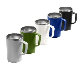 Стальная кружка с двойными стенками и порошковым покрытием 