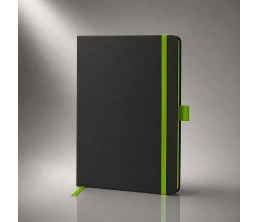 Блокнот "ColorNote Black", твердая обложка A5, 80 листов, черный с зеленым яблоком