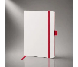 Блокнот "ColorNote White", твердая обложка A5, 80 листов, белый с красным