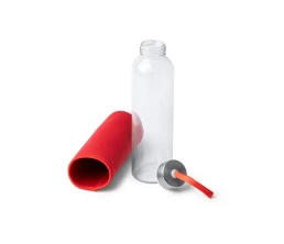 Бутылка стеклянная CAMU в чехле из неопрена, 500 мл, прозрачный/красный