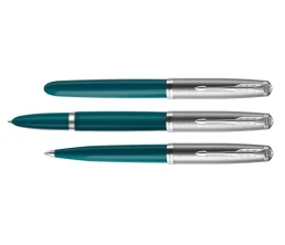 Перьевая ручка Parker 51 CORE TEAL BLUE CT, перо: F, цвет чернил: black, в подарочной упаковке.