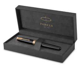 Ручка-роллер Parker Sonnet Black Lacquer GT, стержень: F, цвет чернил: black, в подарочной упаковке