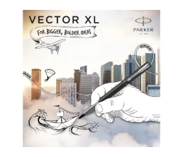 Ручка-роллер Parker Vector XL Black CT, стержень: F, цвет чернил:black, в подарочной упаковке