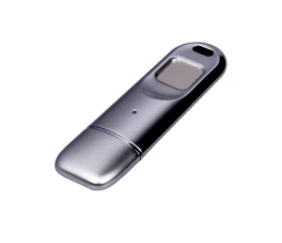 Металлическая флешка со сканером отпечатков пальцев в подарочной упаковке (Fingerprint.64.S.USB3.0, I= 64 Гб USB 3.0, Металлический корпус. Без перс.)