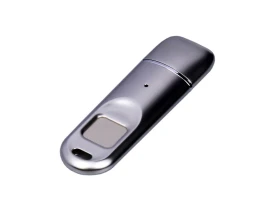 Металлическая флешка со сканером отпечатков пальцев в подарочной упаковке (Fingerprint.64.S.USB3.0, I= 64 Гб USB 3.0, Металлический корпус. Без перс.)