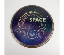 Плакетка Plaque, круглая, венге с золотистой пластиной