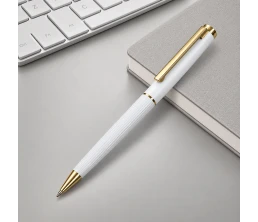 Шариковая металлическая ручка с золотистым слоем "Monarch Gold", белая