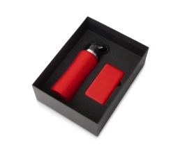 Подарочный набор с бутылкой для воды и повербанком С1, 5000 mAh, красный