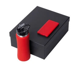 Подарочный набор с бутылкой для воды и повербанком С1, 5000 mAh, красный
