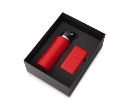 Подарочный набор с бутылкой для воды и повербанком С2, 10000 mAh, красный