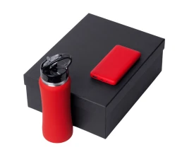 Подарочный набор с бутылкой для воды и повербанком С2, 10000 mAh, красный