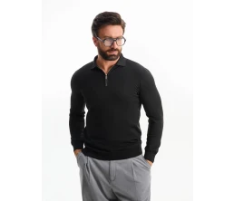 Рубашка поло мужская с длинным рукавом Terrazzo, черная