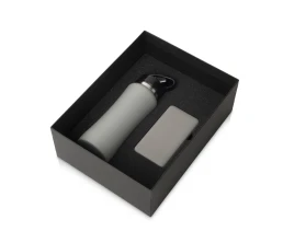 Подарочный набор с бутылкой для воды и повербанком С1, 5000 mAh, серый