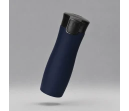 Вакуумная термокружка с кнопкой Streamline, Waterline, soft-touch, тубус, темно-синий