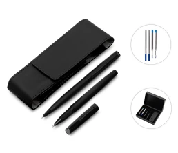 Подарочный набор ручек "Dumas": ручка шариковая и роллер, 4 стержня (2 шариковых, 2 роллера), футляр