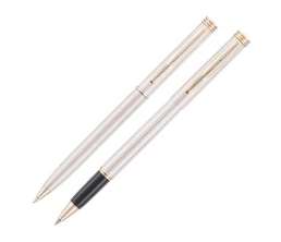 Набор Pierre Cardin PEN&PEN: ручка шариковая + роллер. Цвет - серебристо-бежевый. Упаковка Е.