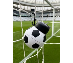 Складная бутылка для воды Football Flex, белая с черным