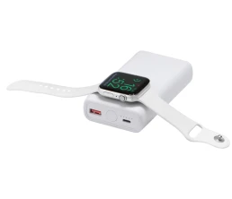 Внешний беспроводной аккумулятор 2-в-1 с функцией зарядки Apple Watch, QC/PD «AtomIQ», 10000 мАч, белый