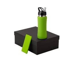 Подарочный набор с бутылкой для воды и повербанком С1, 5000 mAh, зеленое яблоко