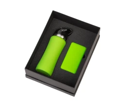 Подарочный набор с бутылкой для воды и повербанком С2, 10000 mAh, зеленое яблоко