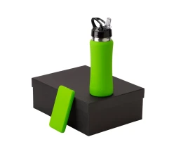 Подарочный набор с бутылкой для воды и повербанком С2, 10000 mAh, зеленое яблоко