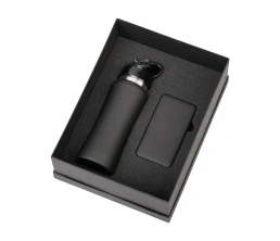 Подарочный набор с бутылкой для воды и повербанком С2, 10000 mAh, черный