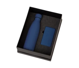 Подарочный набор с термобутылкой и повербанком С1, 5000 mAh, темно-синий