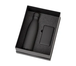 Подарочный набор с термобутылкой и повербанком С1, 5000 mAh, черный