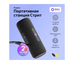 Умная портативная колонка Яндекс Станция Стрит с Алисой, черный (YNDX-00030BLK)